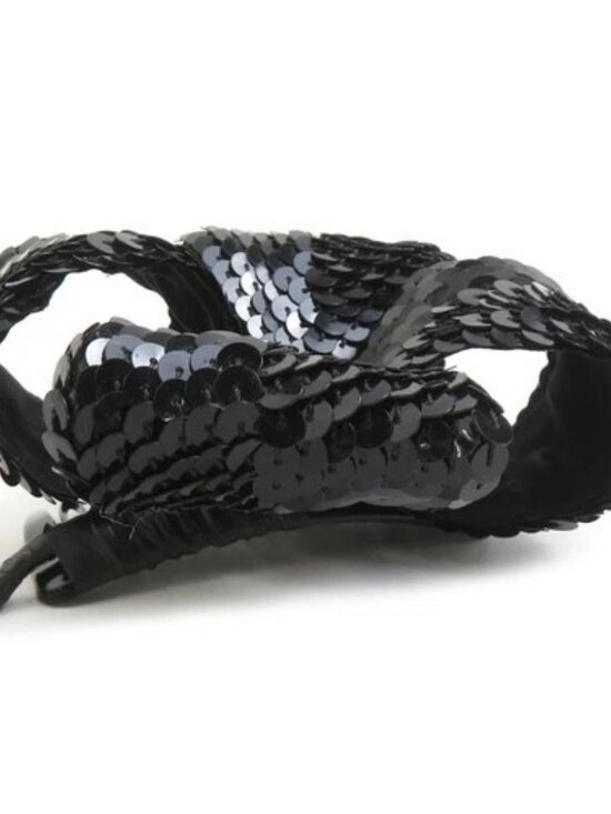 Auth CHANEL Hair Accessory Black Sequin - e61042a